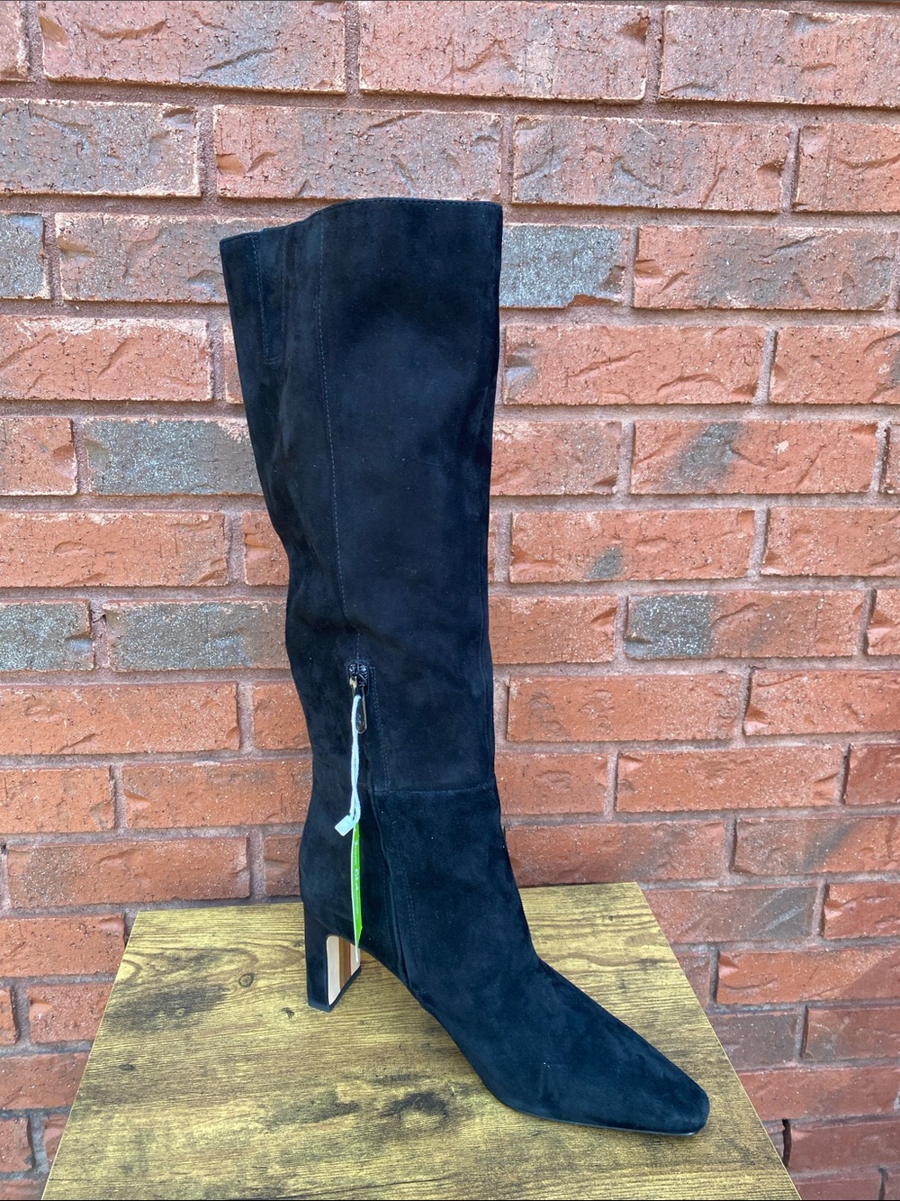 NWT Sam Edelman Black Suede Knee-High Heel Boots 10